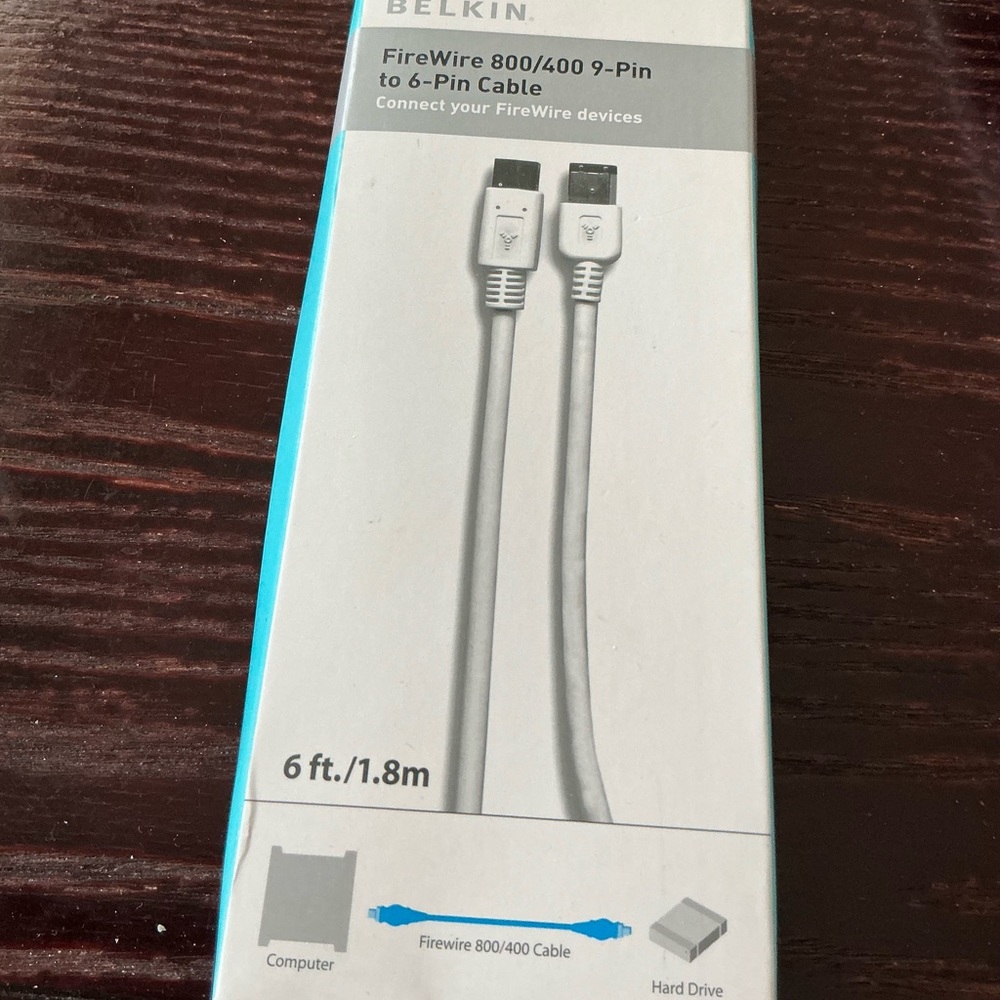 Belkin White FireWire 800/400 9-Pin to 6-Pin Cable